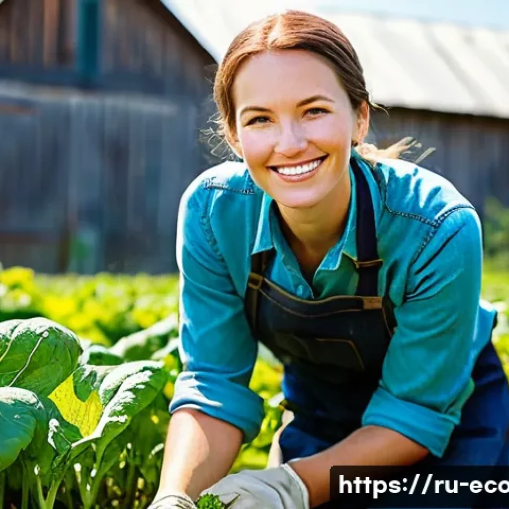 친환경농업기술자 자격증의 실용성 - **Prompt 1: The Passionate Organic Farmer**
    A friendly, smiling Russian woman in her late 30s to...